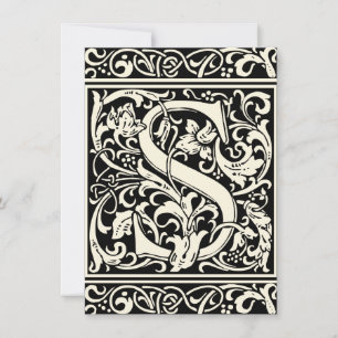 Letter S Mediaeval Monogram Art Nouveau Invitation