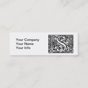 Letter S Mediaeval Monogram Art Nouveau Mini Business Card