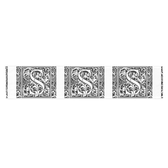 Letter S Mediaeval Monogram Art Nouveau Short Table Runner (Horizontal)