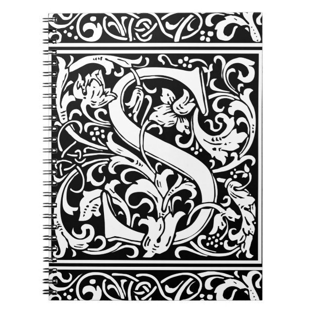 Letter S Mediaeval Monogram Art Nouveau Spiral Notebook (Front)