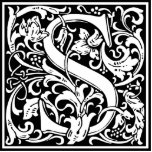 Letter S Mediaeval Monogram Art Nouveau Standing Photo Sculpture<br><div class="desc">This initial S is part of a complete series of upper case William Morris inspired typography initials. The black and white lettering is highly decorative, styled after the fancy typography of the middle ages. Cute and trendy, this is a vintage chic monogram S - letter S- swirly S . Customise...</div>