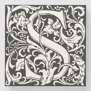 Letter S Mediaeval Monogram Art Nouveau Stone Coaster