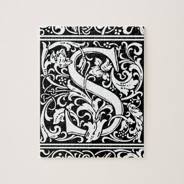 Letter S Mediaeval Monogram Vintage Initial Jigsaw Puzzle (Vertical)
