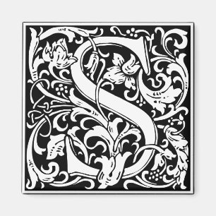 Letter S Mediaeval Monogram Vintage Initial Magnet