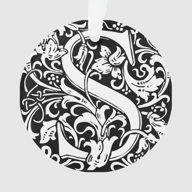Letter S Mediaeval Monogram Vintage Initial Ornament (Front)