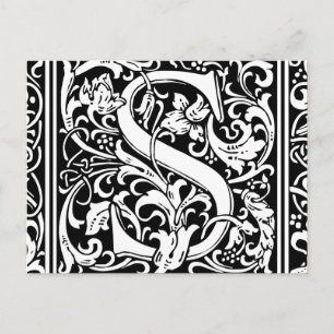 Letter S Mediaeval Monogram Vintage Initial Postcard