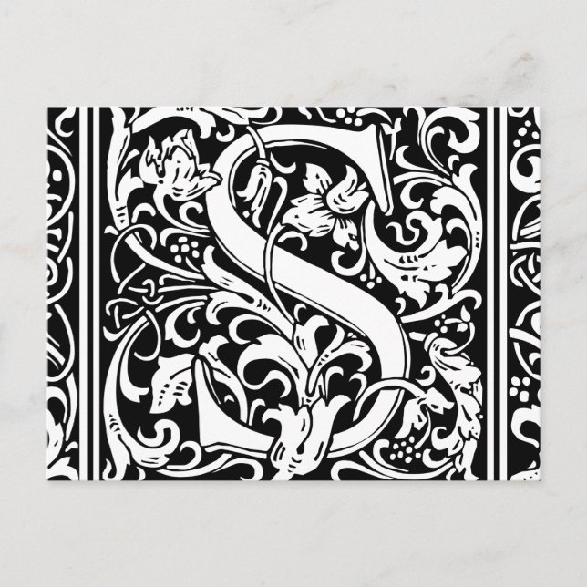 Letter S Mediaeval Monogram Vintage Initial Postcard (Front)