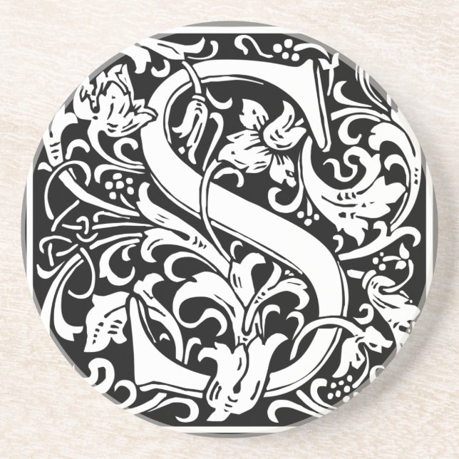 Letter S Medieval Monogram Art Nouveau Coaster (Front)