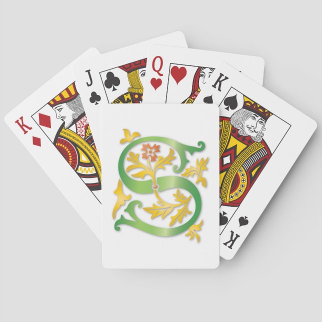 Letter S Monogram Fleur de lis Playing Cards (Back)