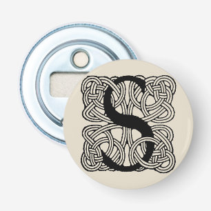 Letter S Monogram Vintage Celtic Knot Print Bottle Opener