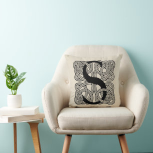 Letter S Monogram Vintage Celtic Knot Print Cushion
