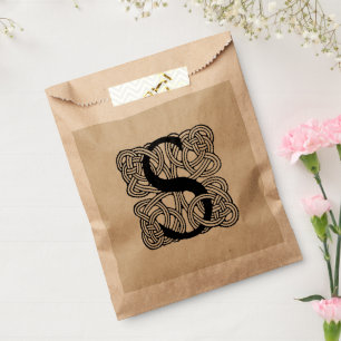 Letter S Monogram Vintage Celtic Knot Print Favour Bags