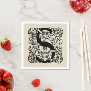 Letter S Monogram Vintage Celtic Knot Print Napkin