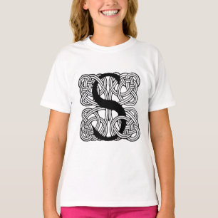 Letter S Monogram Vintage Celtic Knot Print T-Shirt