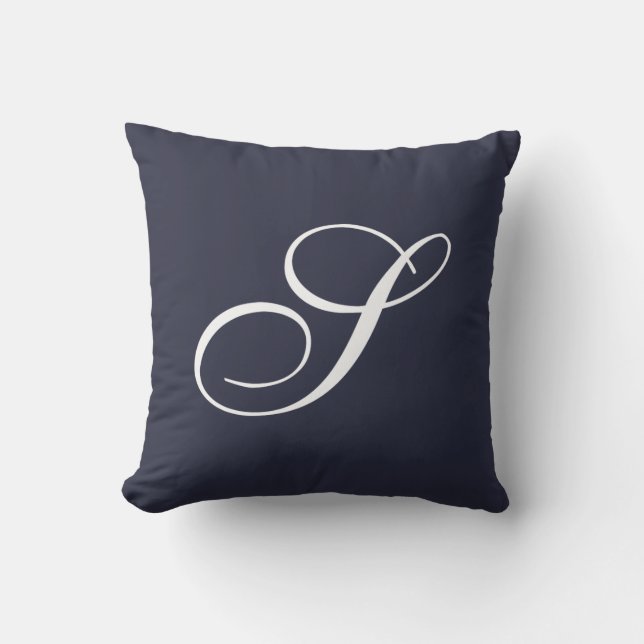 Letter S Navy Blue Monogram Pillow (Front)