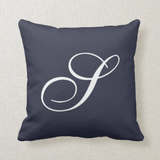 Letter S Navy Blue Monogram Pillow