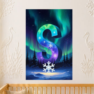 Letter S Northern Lights Nursery   Aurora Borealis Poster