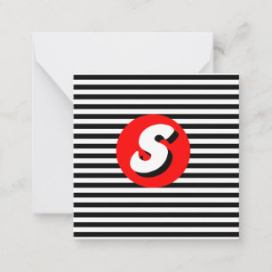 Letter S on Black and White Stripes Card