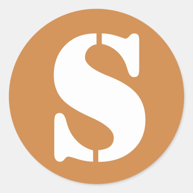 Letter S Peru Gold Stencil Alphabet by Janz Classic Round Sticker (Front)
