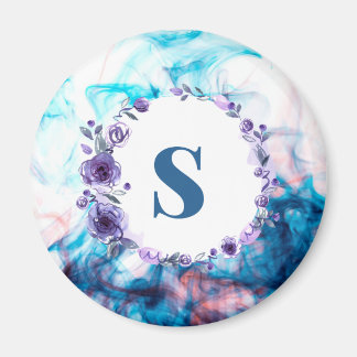 Letter s printed watercolor background magnet