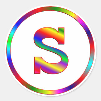 Letter S Rainbow Classic Round Sticker