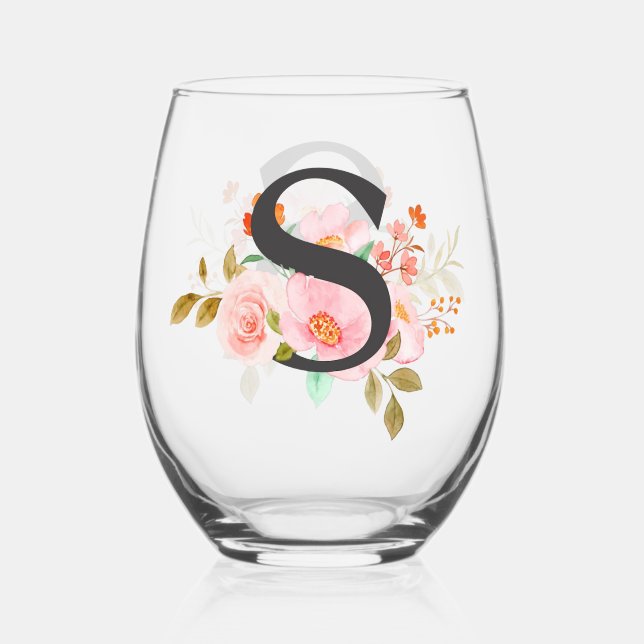 Letter S Stemless Wine Glass (Front)