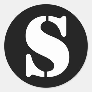 Letter S Stencil Alphabet by Janz Black Classic Round Sticker