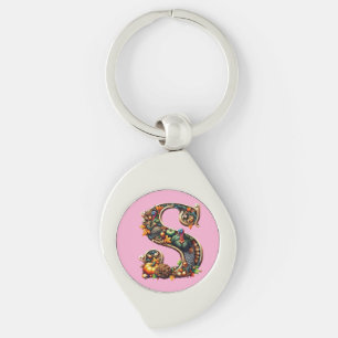 Letter S Thanksgiving turkey style gift  Key Ring