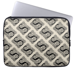 Letter S Vintage Celtic Knot Monogram Laptop Sleeve