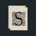 Letter S Vintage Celtic Knot Monogram Postcard<br><div class="desc">Celtic Knot Letter S To add or change the background colour, click on "Edit this design", click on "background" and choose a colour. If this product has two sides, click on "layers", choose back, and choose the colour for the second side. Then click on "done" and purchase your item. The...</div>
