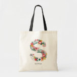 Letter S | Whimsical Floral Letter Monogram Bag I<br><div class="desc">Whimsical,  festive and elegant floral letter monogram tote bag featuring flowers in foliage in red,  green,  gold and grey. Other colours and letters are available. Letter S</div>