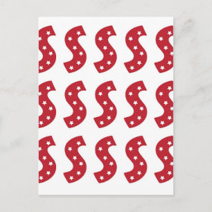Letter S - White Stars on Dark Red Postcard