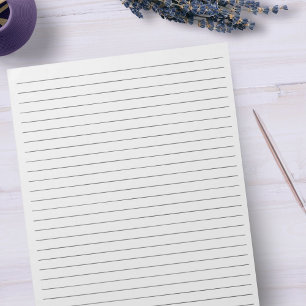 Letter Size  8.5" x 11"  Black Wide Line Paper Notepad