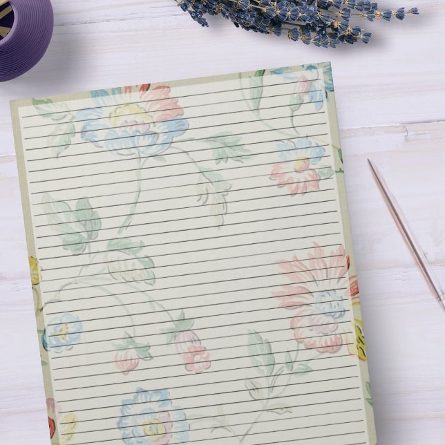 Letter Size 8.5 x 11 College Rule 1940s Floral Notepad (Creator Uploaded)