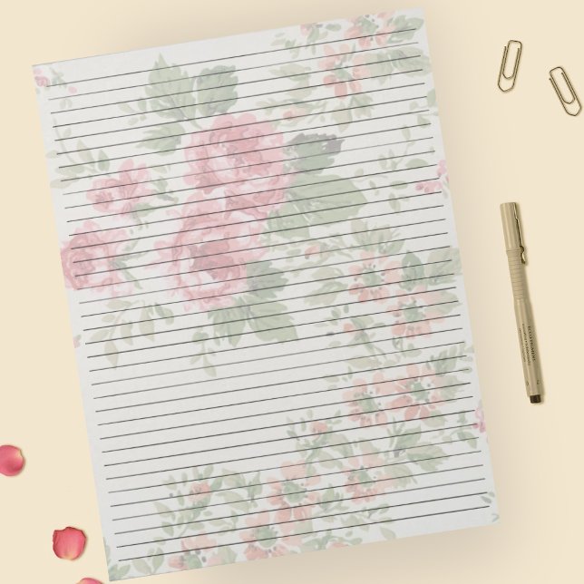 Letter Size 8.5 x 11 College Ruled Pink Roses  Notepad (Creator Uploaded)