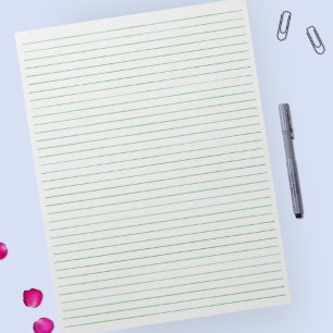 Letter Size 8.5" x 11" Green Lines College Ruled Notepad