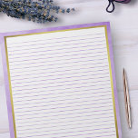 Letter Size 8.5" x 11" Purple Lines College Ruled Notepad<br><div class="desc">Standard Letter Size Pages - 8.5" X 11" with Purple Lines College Ruled on Each Page for Easy Writing - One Sided Notebook Paper with Gold Frame</div>