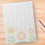Letter Size 8.5" x 11" Wide Ruled Retro Orange Notepad<br><div class="desc">Standard Letter Size Pages - 8.5" X 11" with Black Wide Ruled Lines on Each Page for Easy Writing - One Sided Notebook Paper with a Minimalistic Retro Orange and Yellow Flower Background.</div>
