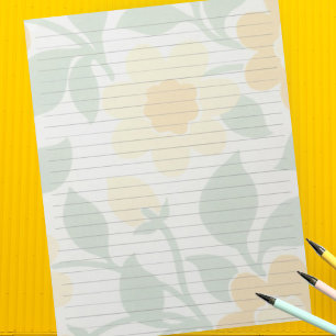 Letter Size 8.5" x 11" Wide Ruled Yellow Floral Notepad
