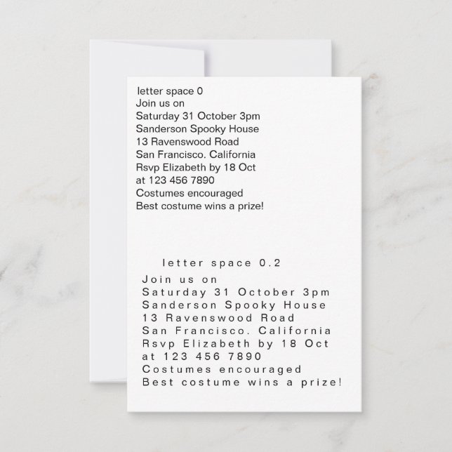 letter spacing invitation (Front)