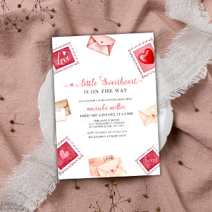 Letter Stamp Sweetheart Valentine Baby Shower Invitation