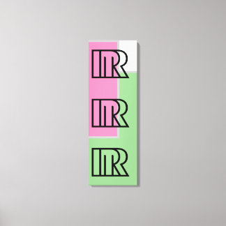 Letter STYLE R Pattern Colour,Green, Pink,Black Canvas Print