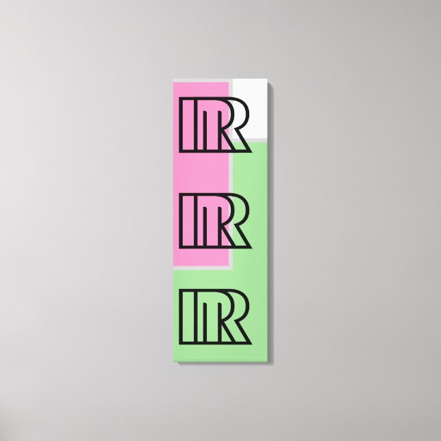 Letter STYLE R  Pattern Colour,Green, Pink,Black Canvas Print (Front)
