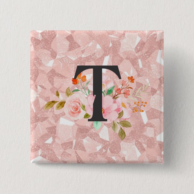 Letter T 15 Cm Square Badge (Front)