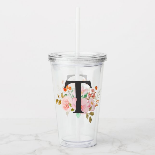 Letter T Acrylic Tumbler (Front)