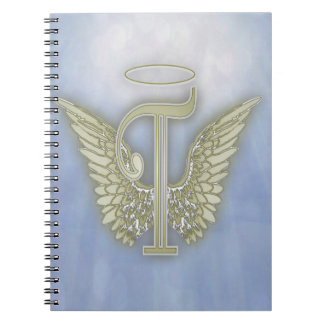 Letter T Angel Monogram Spiral Notebook