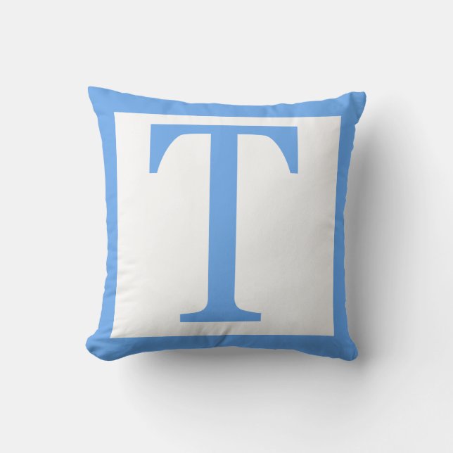 Letter T Baby Blue Border Cushion (Front)