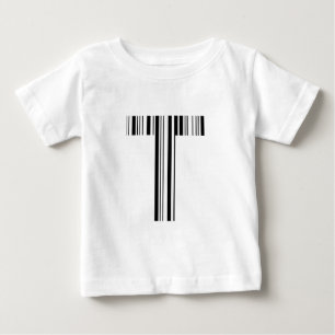 LETTER T BAR CODE First Initial Barcode Pattern Baby T-Shirt