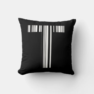 LETTER T BAR CODE First Initial Barcode Pattern Cushion