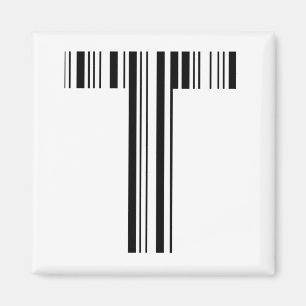 LETTER T BAR CODE First Initial Barcode Pattern Magnet